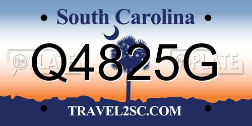 Q4825G South Carolina License Plate