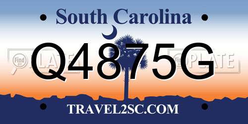 Q4875G South Carolina License Plate