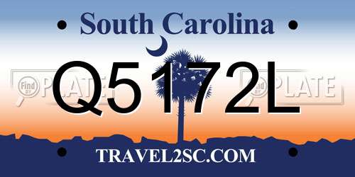 Q5172L South Carolina License Plate