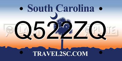 Q522ZQ South Carolina License Plate