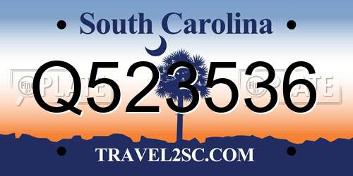 Q523536 South Carolina License Plate