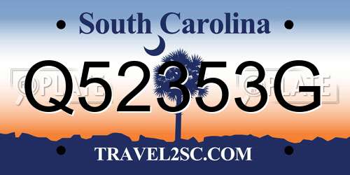 Q52353G South Carolina License Plate