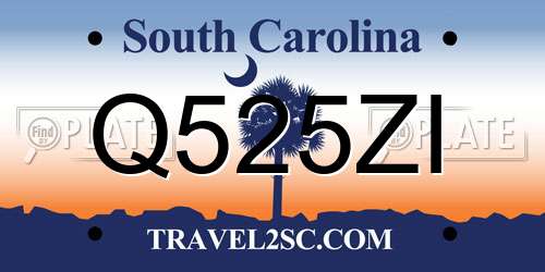 Q525ZI South Carolina License Plate