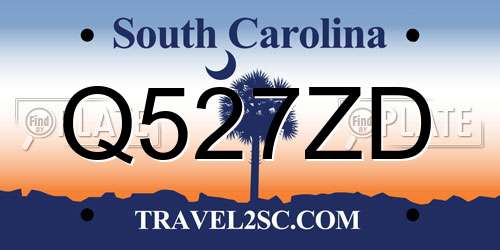 Q527ZD South Carolina License Plate