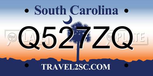 Q527ZQ South Carolina License Plate