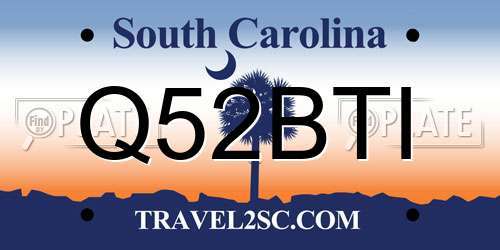 Q52BTI South Carolina License Plate