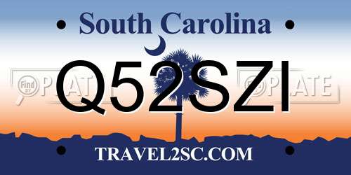 Q52SZI South Carolina License Plate