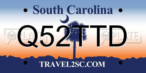 Q52TTD South Carolina License Plate