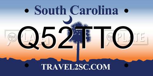 Q52TTO South Carolina License Plate
