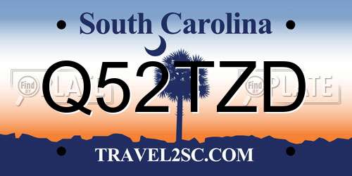 Q52TZD South Carolina License Plate