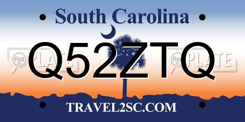 Q52ZTQ South Carolina License Plate