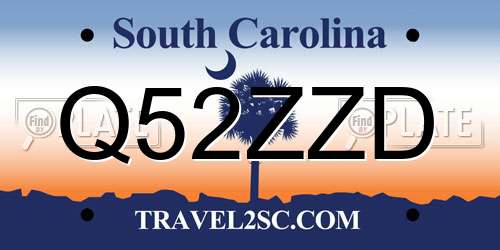 Q52ZZD South Carolina License Plate