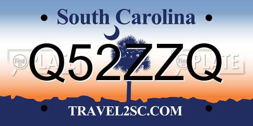 Q52ZZQ South Carolina License Plate