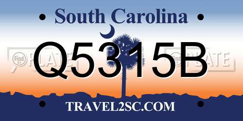Q5315B South Carolina License Plate