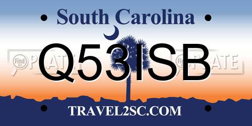 Q53ISB South Carolina License Plate