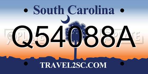 Q54088A South Carolina License Plate