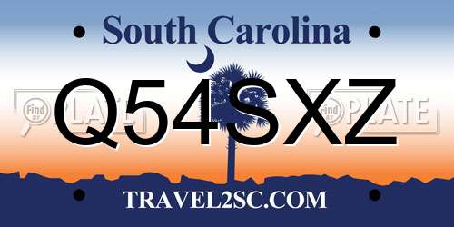 Q54SXZ South Carolina License Plate