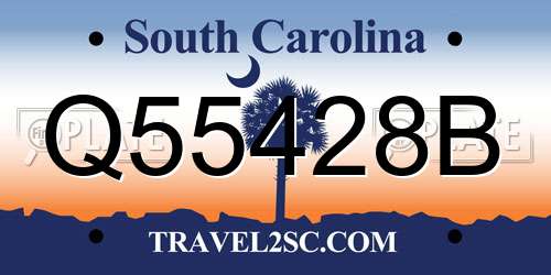 Q55428B South Carolina License Plate