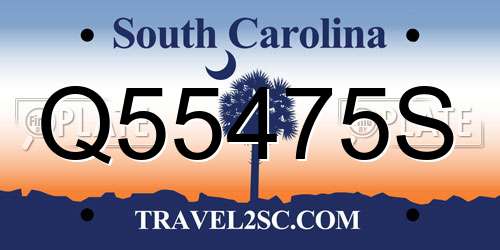 Q55475S South Carolina License Plate