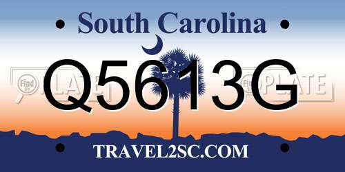 Q5613G South Carolina License Plate