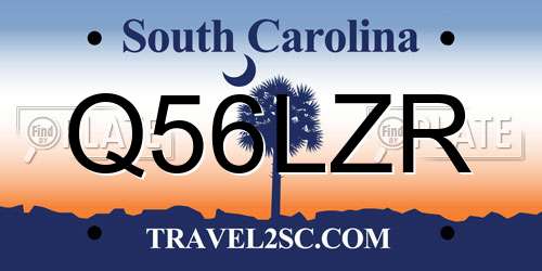 Q56LZR South Carolina License Plate