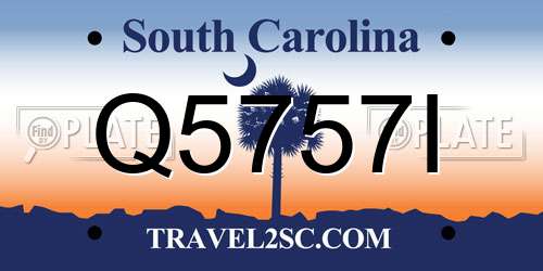 Q5757I South Carolina License Plate
