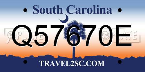 Q57670E South Carolina License Plate