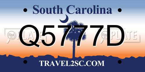 Q5777D South Carolina License Plate