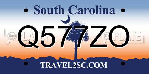 Q577ZO South Carolina License Plate