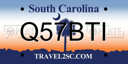 Q57BTI South Carolina License Plate