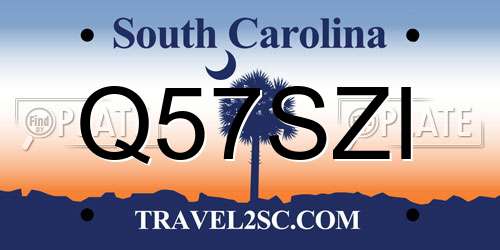 Q57SZI South Carolina License Plate