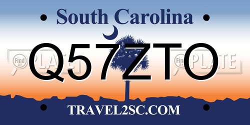 Q57ZTO South Carolina License Plate