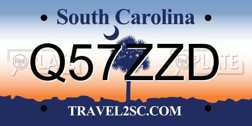 Q57ZZD South Carolina License Plate