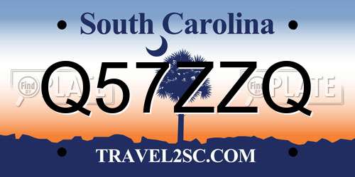 Q57ZZQ South Carolina License Plate