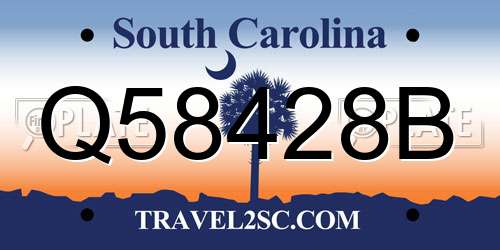 Q58428B South Carolina License Plate