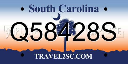 Q58428S South Carolina License Plate