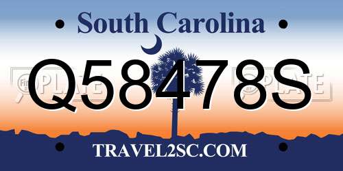 Q58478S South Carolina License Plate