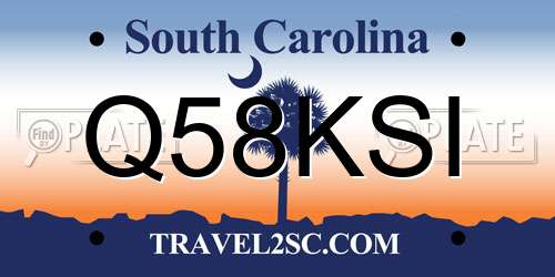 Q58KSI South Carolina License Plate