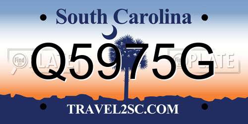 Q5975G South Carolina License Plate