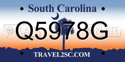 Q5978G South Carolina License Plate