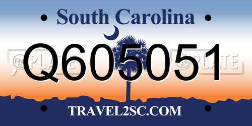 Q605051 South Carolina License Plate