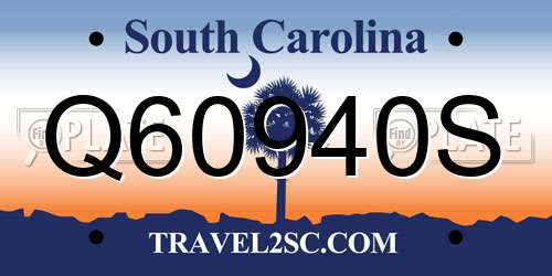 Q60940S South Carolina License Plate
