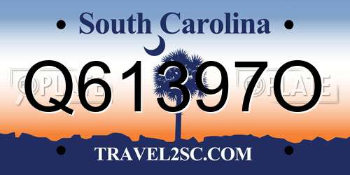 Q61397O South Carolina License Plate