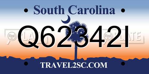 Q62342I South Carolina License Plate