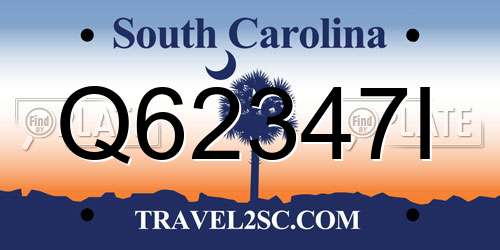 Q62347I South Carolina License Plate
