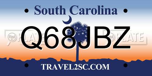 Q68JBZ South Carolina License Plate
