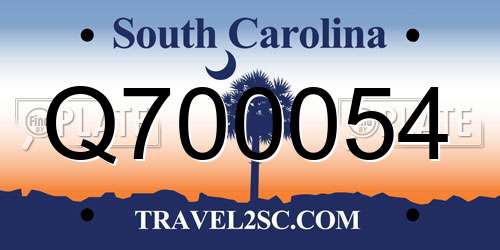 Q700054 South Carolina License Plate
