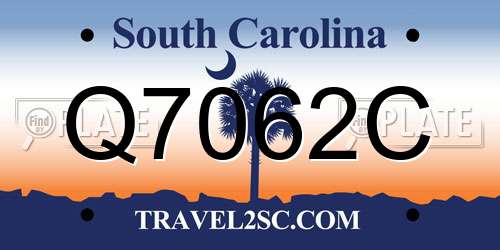 Q7062C South Carolina License Plate