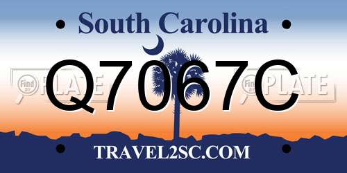 Q7067C South Carolina License Plate