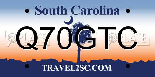 Q70GTC South Carolina License Plate